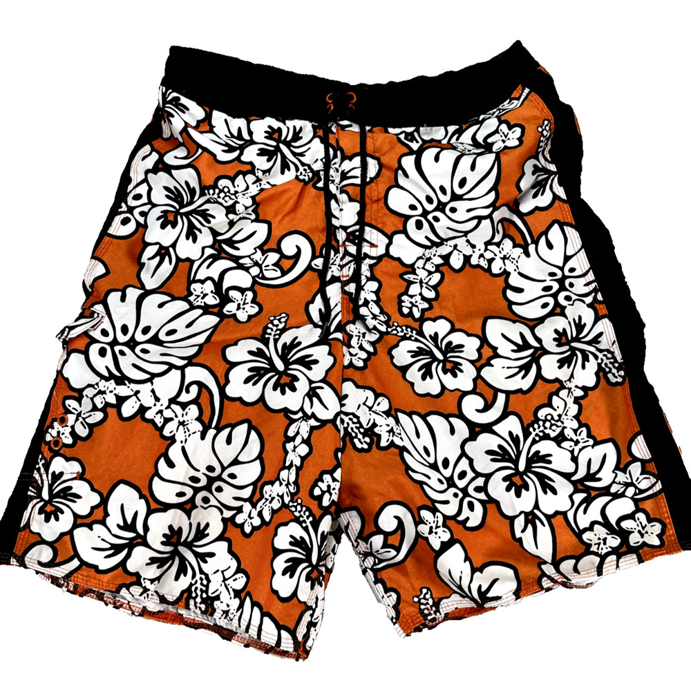 Joe Boxer Swim Shorts Mens Medium 32 Drawstring Cargo Pocket Floral Hawaiian